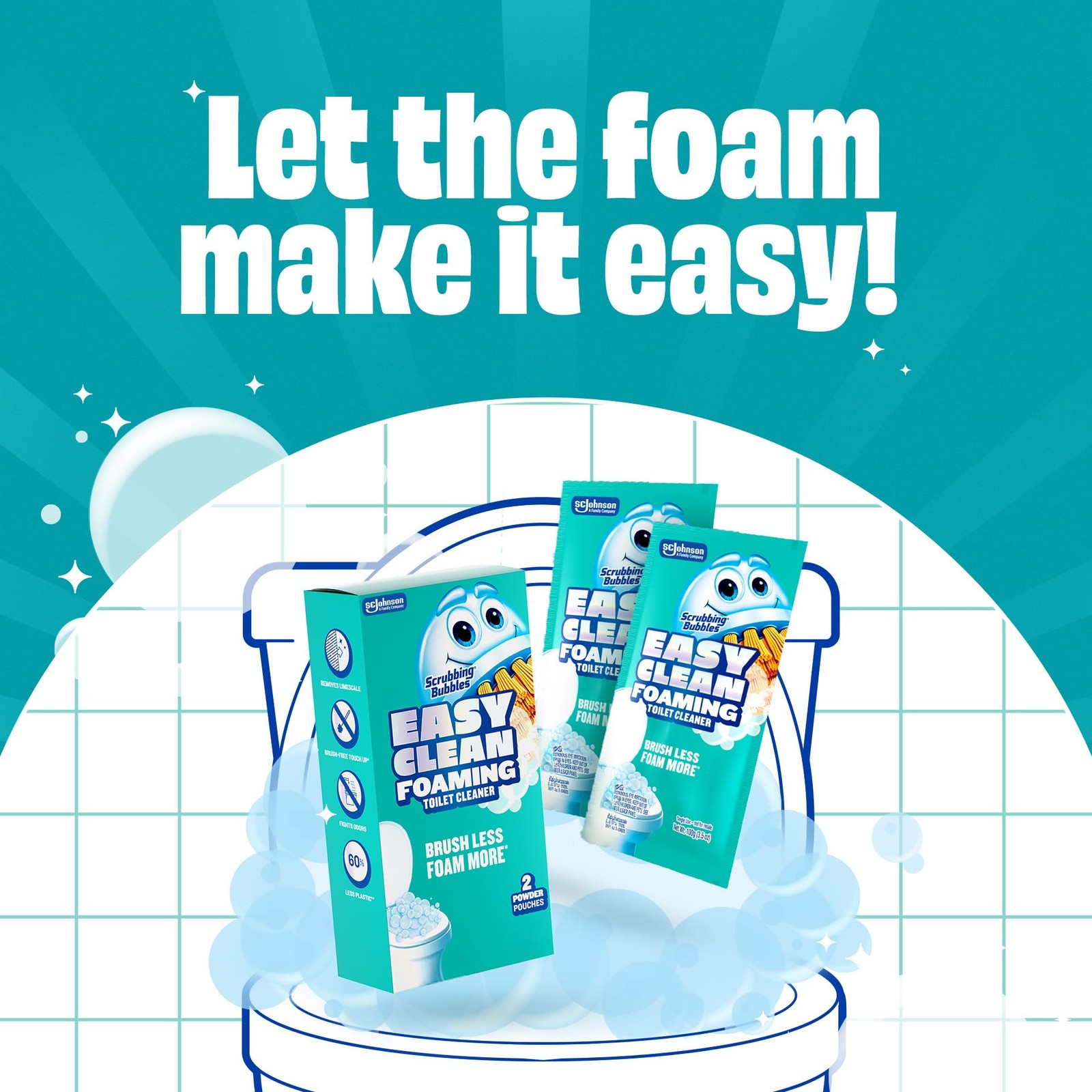 Scrubbing Bubbles Easy Clean Foaming Toilet Bowl Cleaner, Easy Drop In Pow