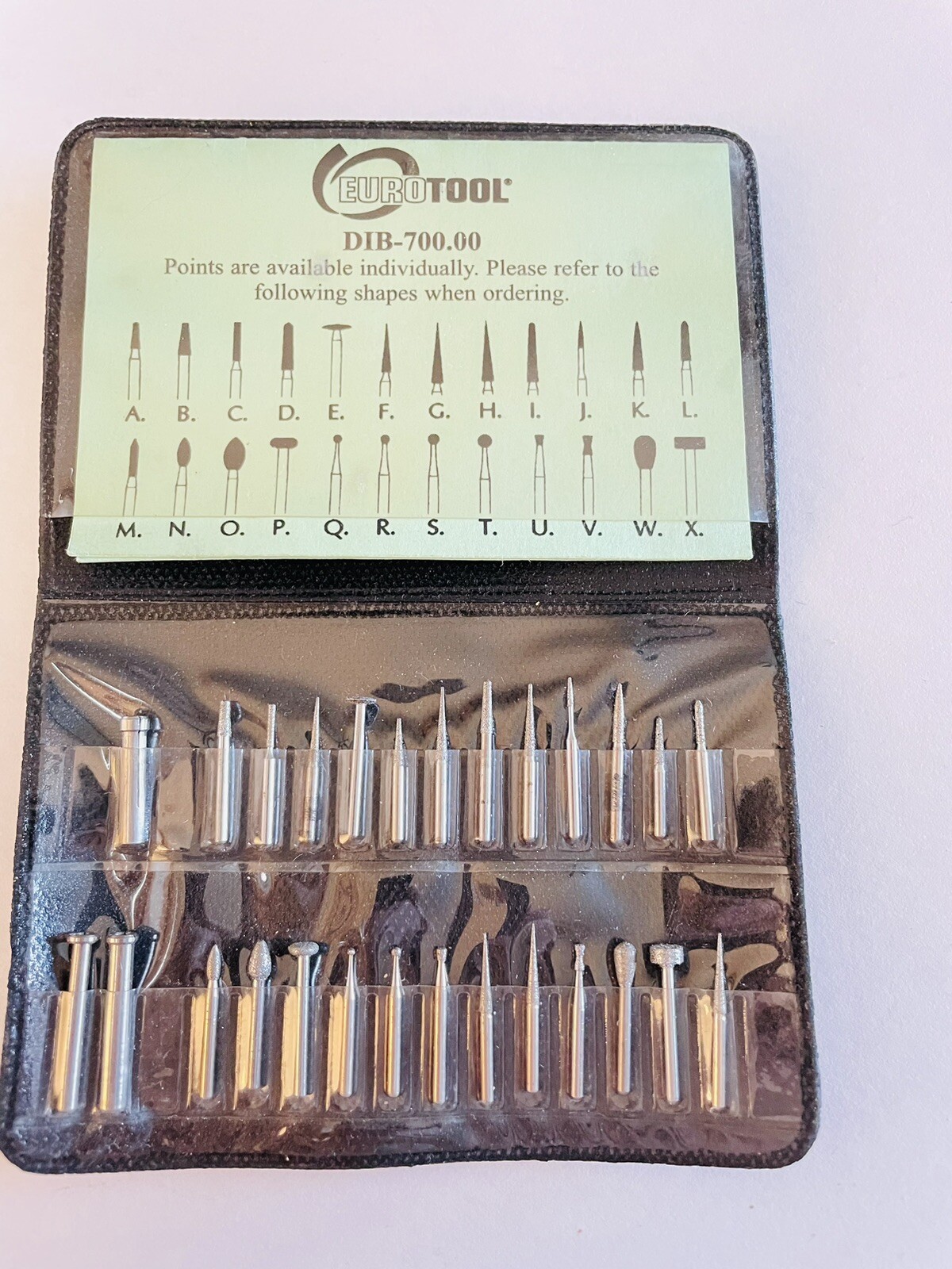 Eurotool 24 Piece Diamond Burr Set #DIB-700.00 .0625 Shank With 3 Adapters