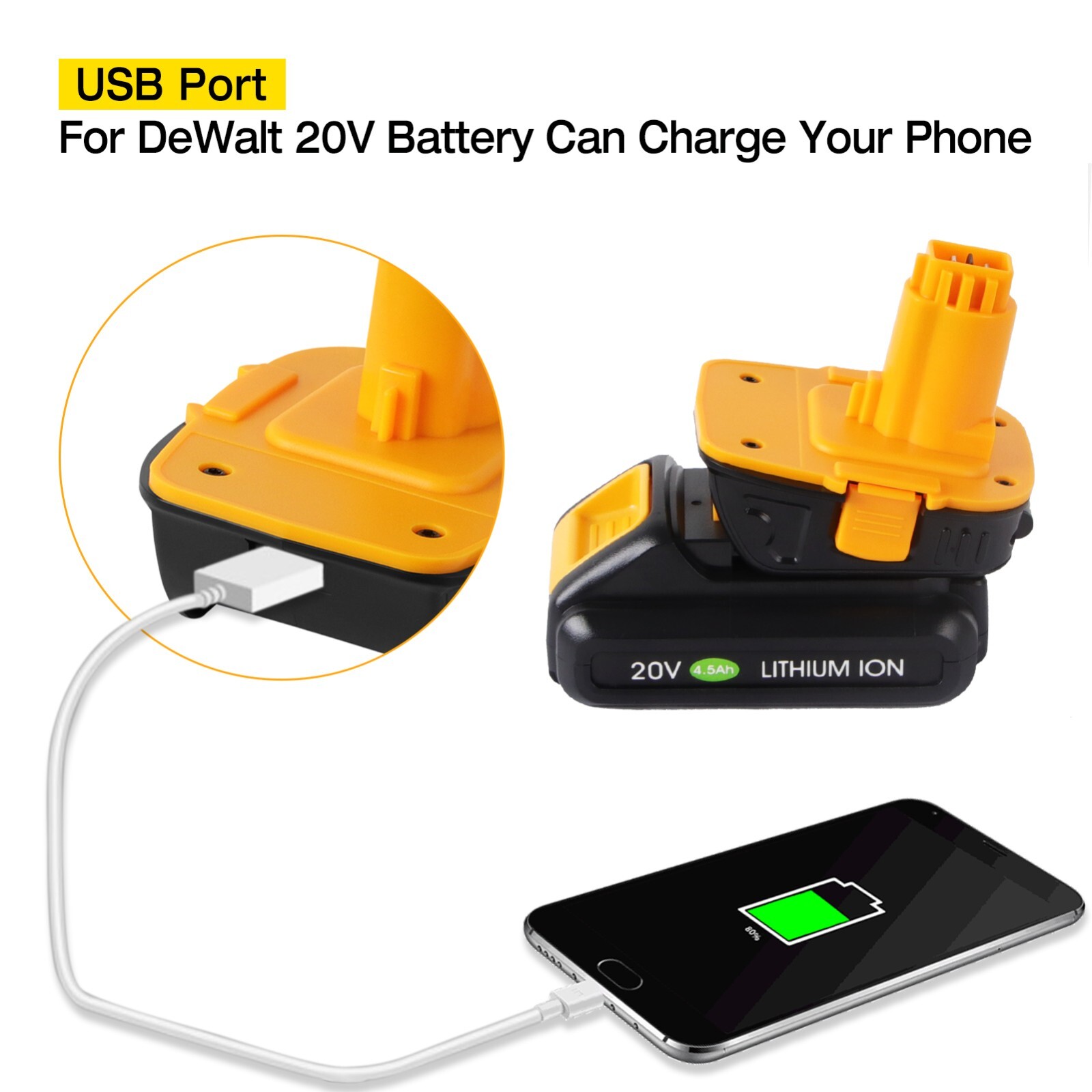 2Pack 18V To 20V MAX DCA1820 Battery Adapter For Dewalt Li-ion Tools Converter