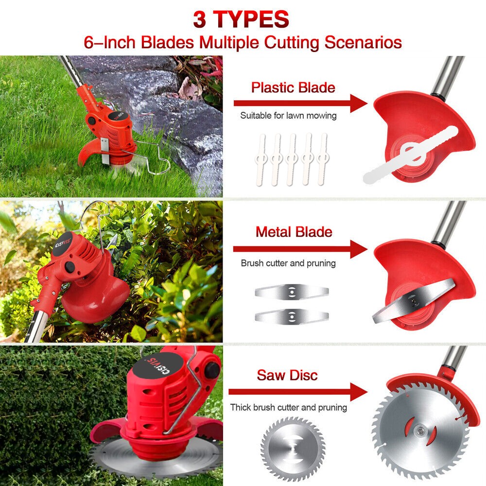 21V Electric Cordless Grass Trimmer Strimmer Garden Edger Cutter w/ 2 Battery