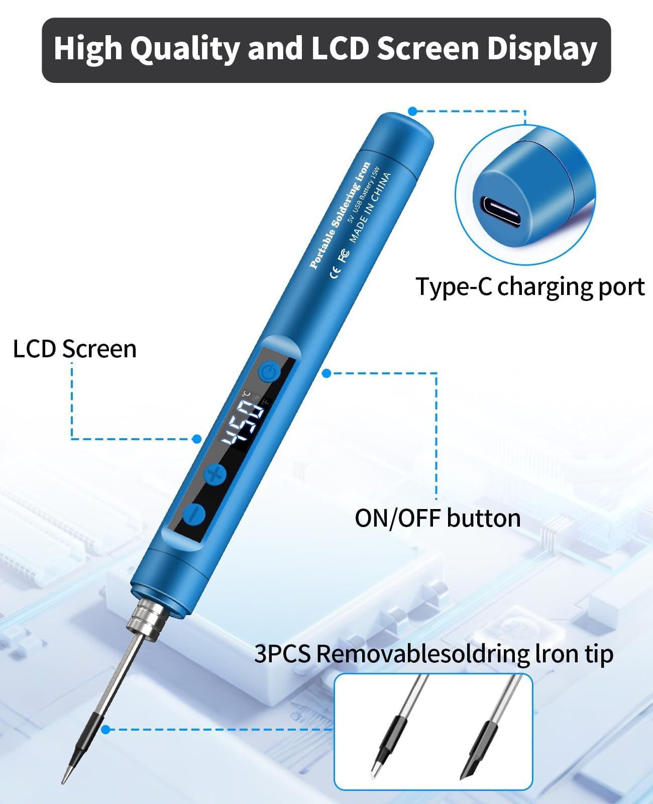 Cordless Soldering Iron Kit – 1100mAh USB Rechargeable Portable Cordless Sold…
