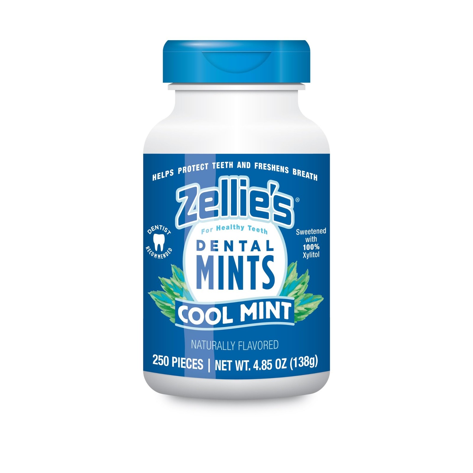 Zellie’s | 100% Xylitol Cool Mint Breath Mints | No 250 Count (Pack of 1)