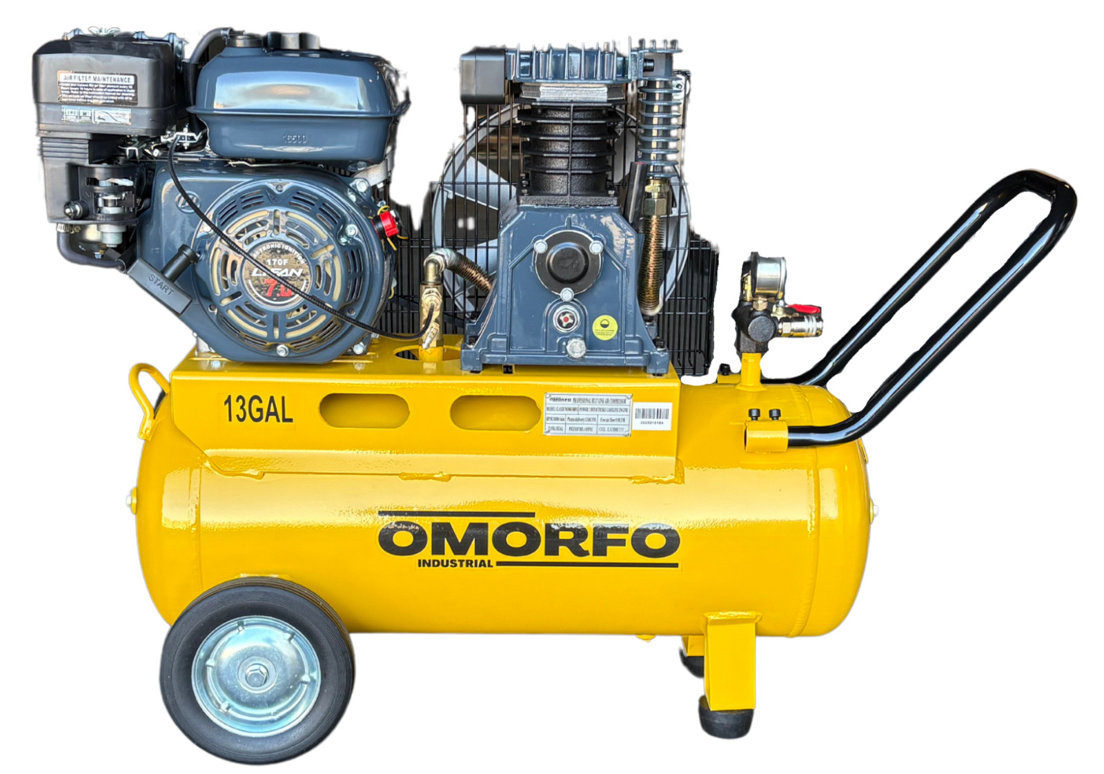 OMORFO 13 Gallon GAS POWERED Air Compressor, 7HP, 10CFM@145PSI or 14CFM@116PSI