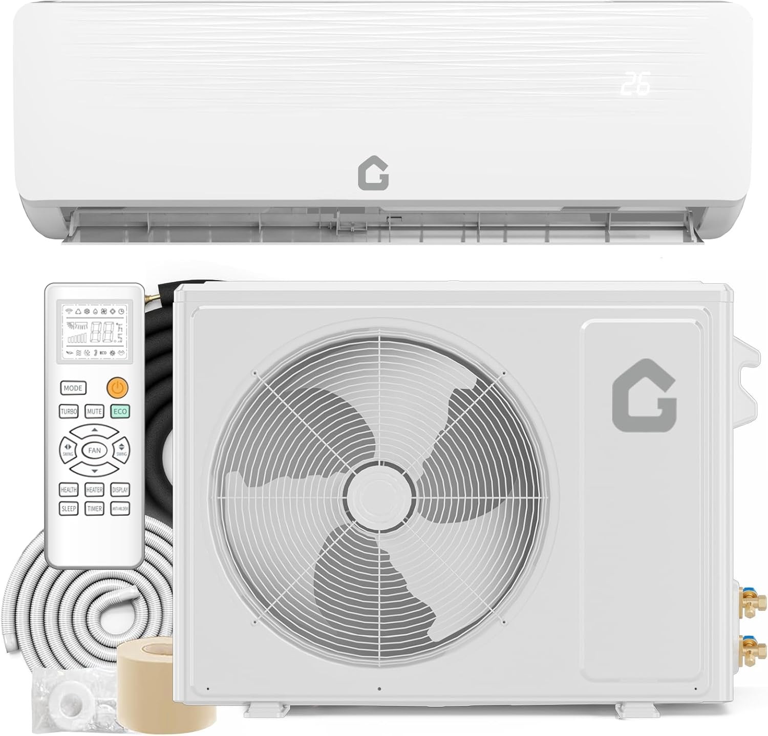 18000 BTU Mini Split Air Conditioner & Heater Pump System 19 SEER2 Ductless 230V