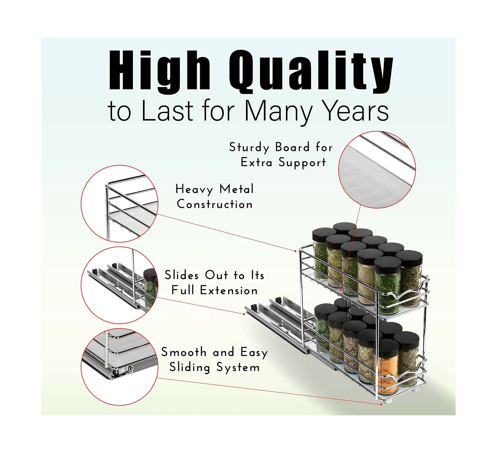 Pull Out Spice Rack Organizer for Cabinet, Heavy Duty-5 Year Limited Warranty…