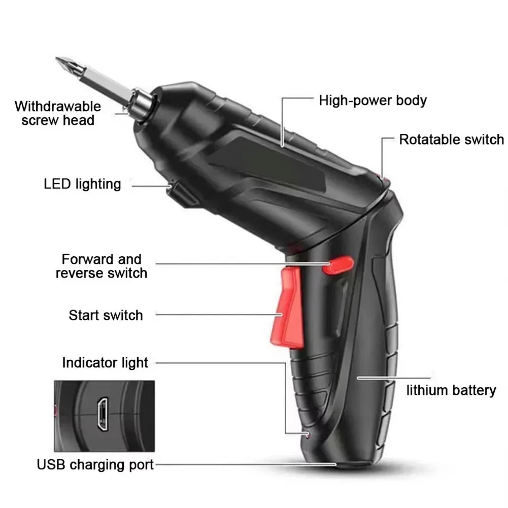 3.6V Electric Screwdriver Rechargeable Cordless Electric Drill Power Tool Set
