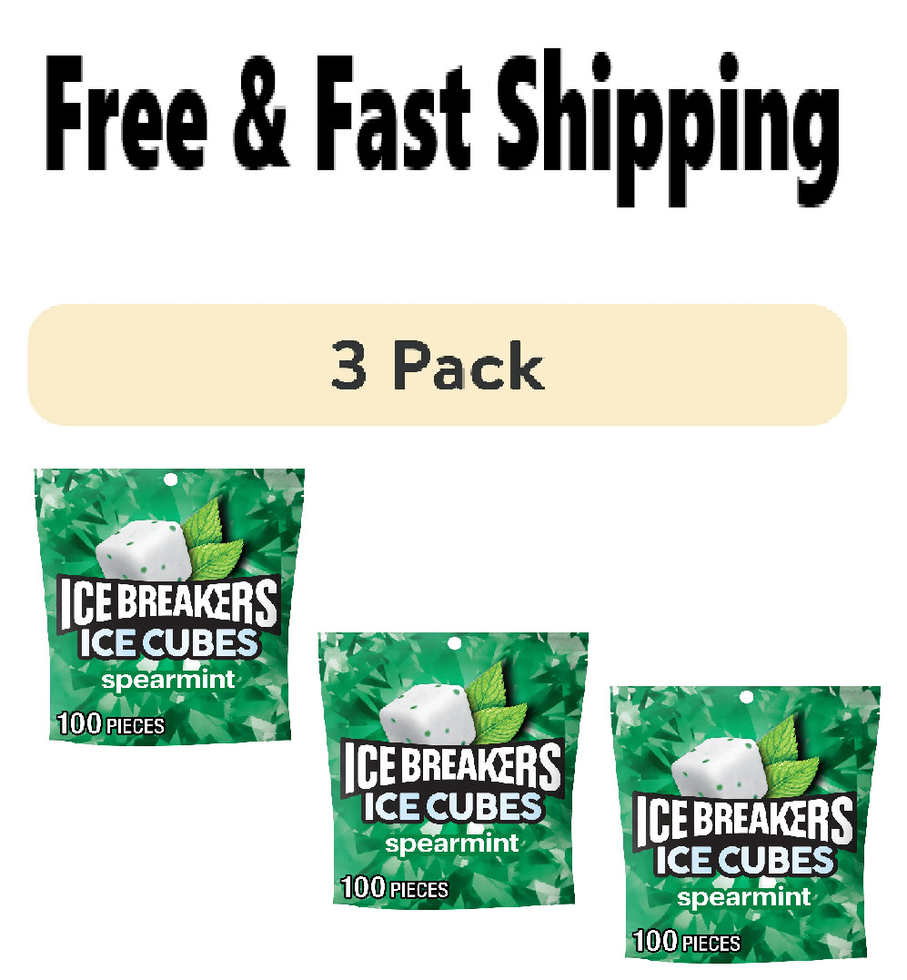 Ice Breakers Ice Cubes Spearmint Sugar Free Chewing Gum, Pouch 8.11 oz, 300 pic