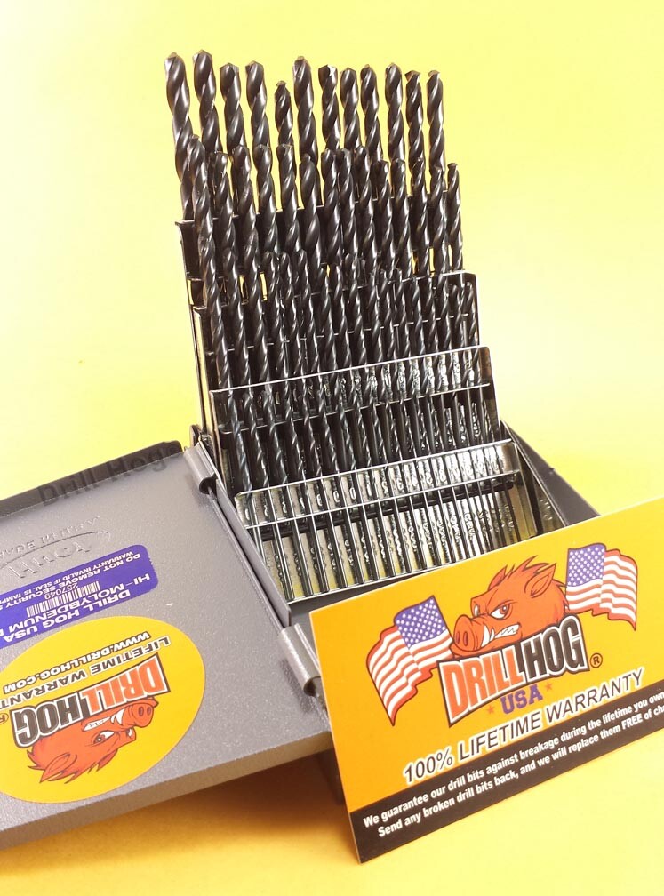 Drill Hog® 60 Pc NUMBER Bits Set Wire Gauge Drill Set Index M7 Lifetime Warranty