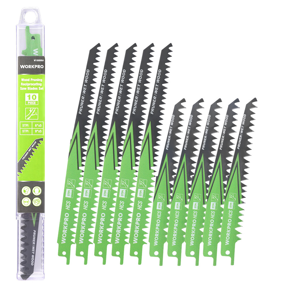 WORKPRO 6/9″ Wood Pruning Reciprocating Saw Blades 10PCS 5 TPI Pruner Saw Blades