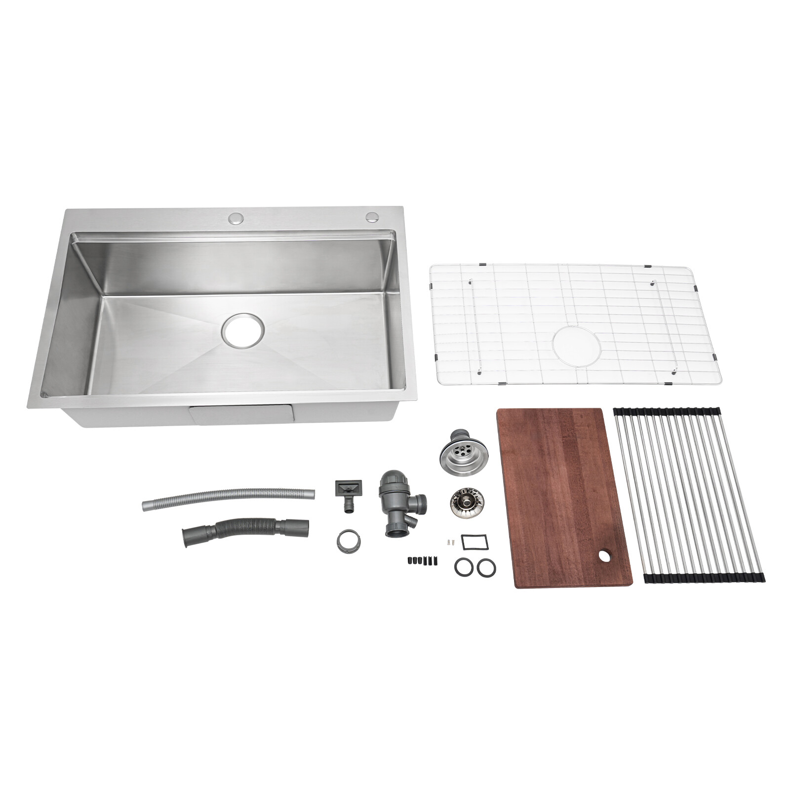 New 33″x22″ Single Bowl Undermount Workstation Kitchen Stainless Steel Sink SALE