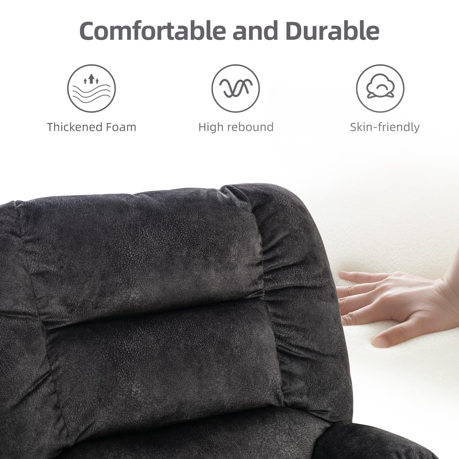 Canmov Manual Recliner Chair with Vibration Massage and Heat, Soft Fabric Chair