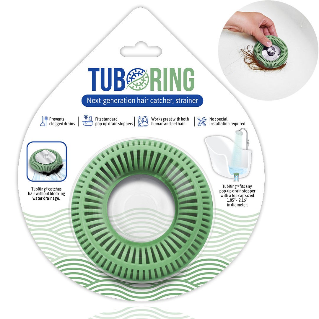 TUBRING The Ultimate Tub Drain Protector/Hair Catcher/Strainer/Snare, Sage Green