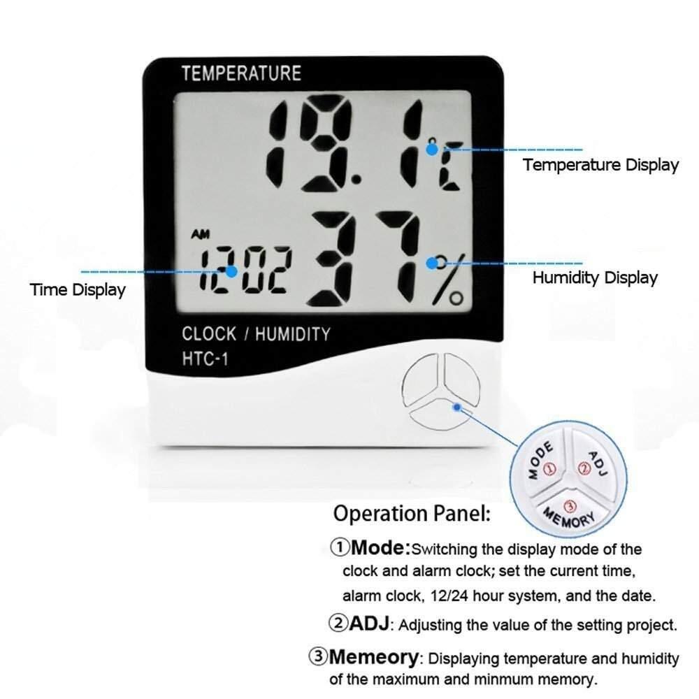 Thermometer Indoor Digital LCD Hygrometer Temperature Humidity Meter Alarm Clock