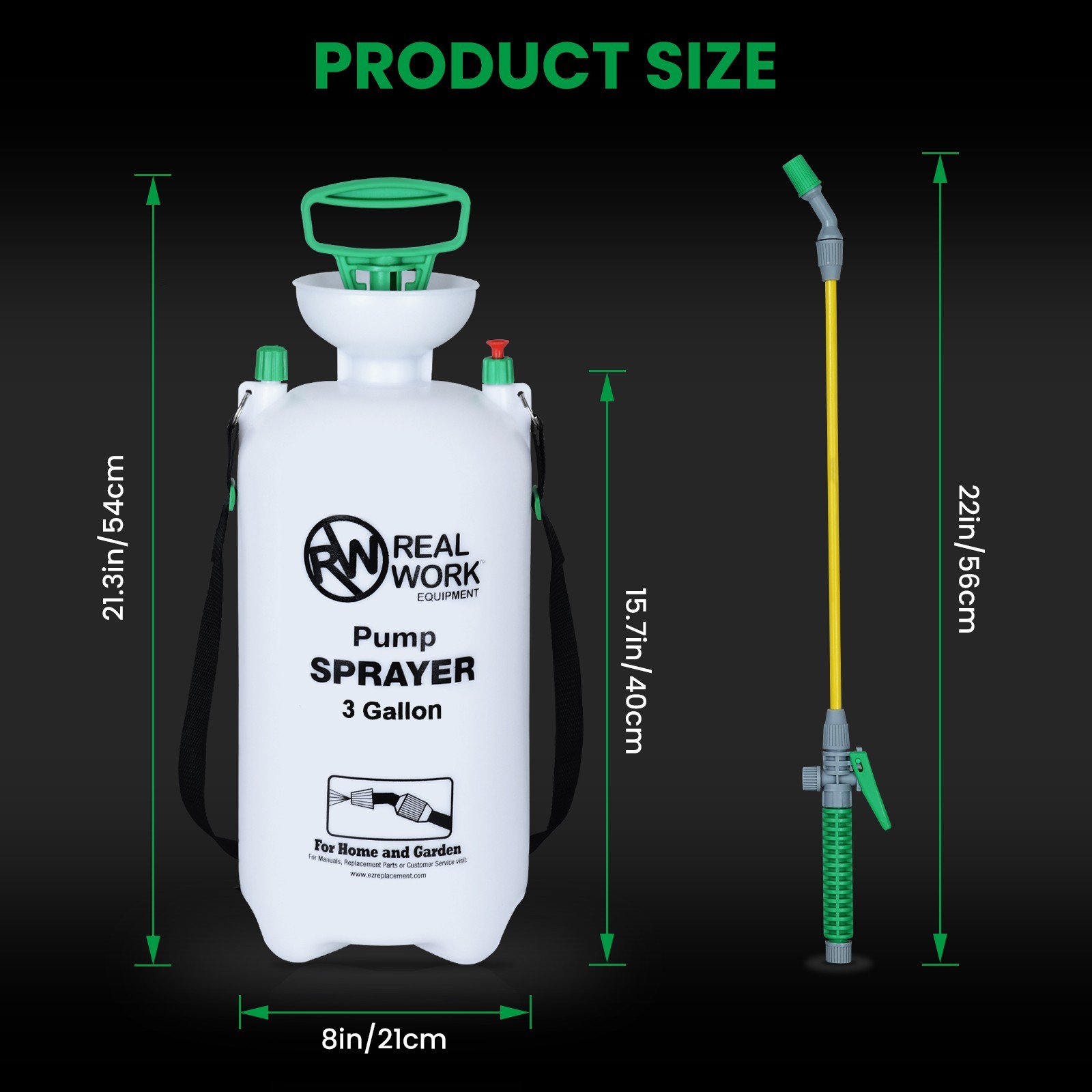 REALWORK 3-Gallon Pump Sprayer with Chemical Risistant Gloves and 2 Nozzles