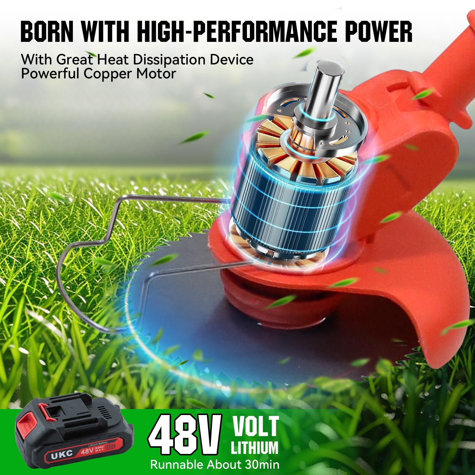 2026New Foldable Cordless Electric Grass String Trimmer Lawn Cutter Brush Mower