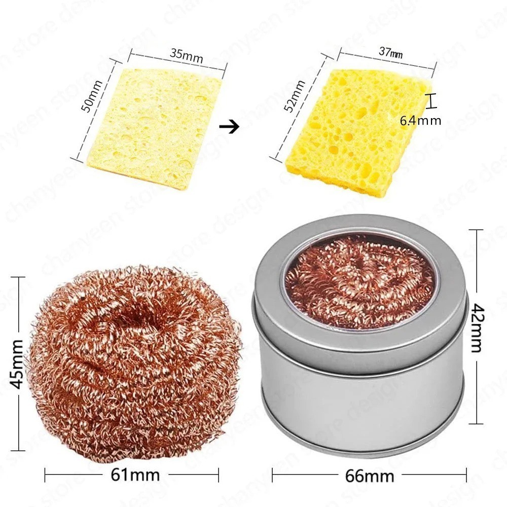 Soldering Iron Solder Tip Cleaner with Copper Wire Ball & Metal Base Holder