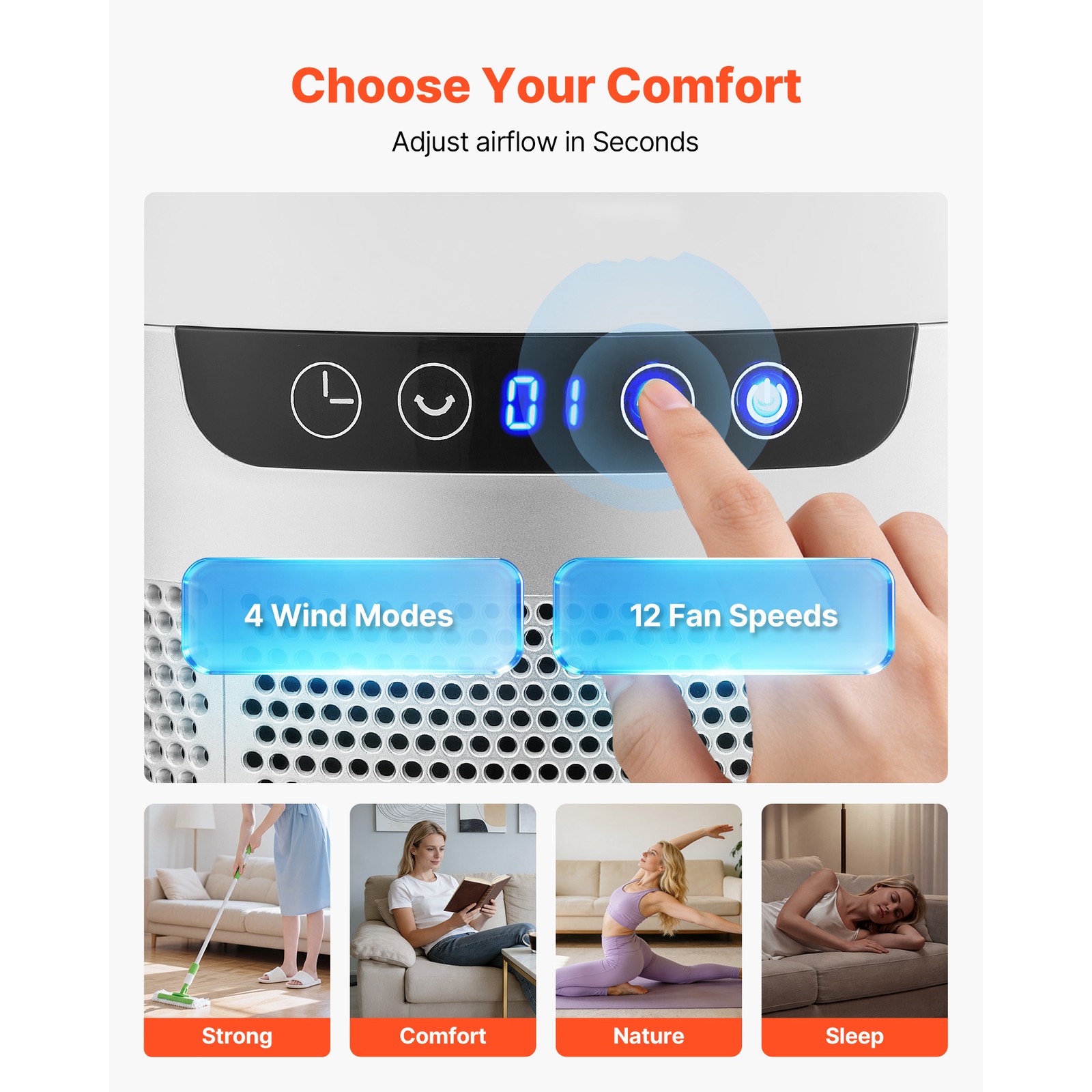 Uimoso Bladeless Tower Fan with Remote,65° Oscillation, 12-Speed Settings, White