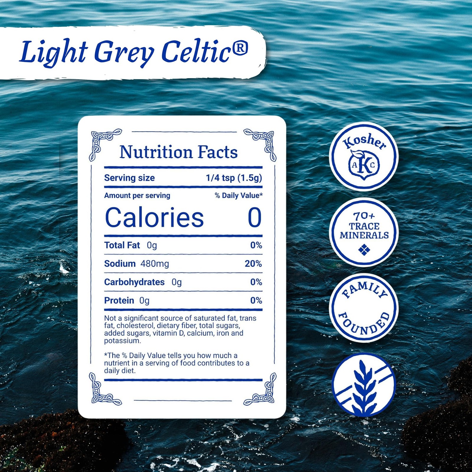 Light Grey Coarse Salt Unrefined Mineral Trace Minerals 0.5 lb Resealable Bag