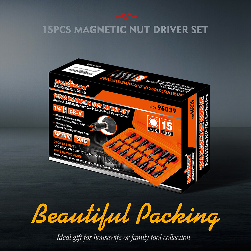 15pc Magnetic Nut Driver Setter Bit Nut Driver MM & SAE 1/4″ Shank Quick Change