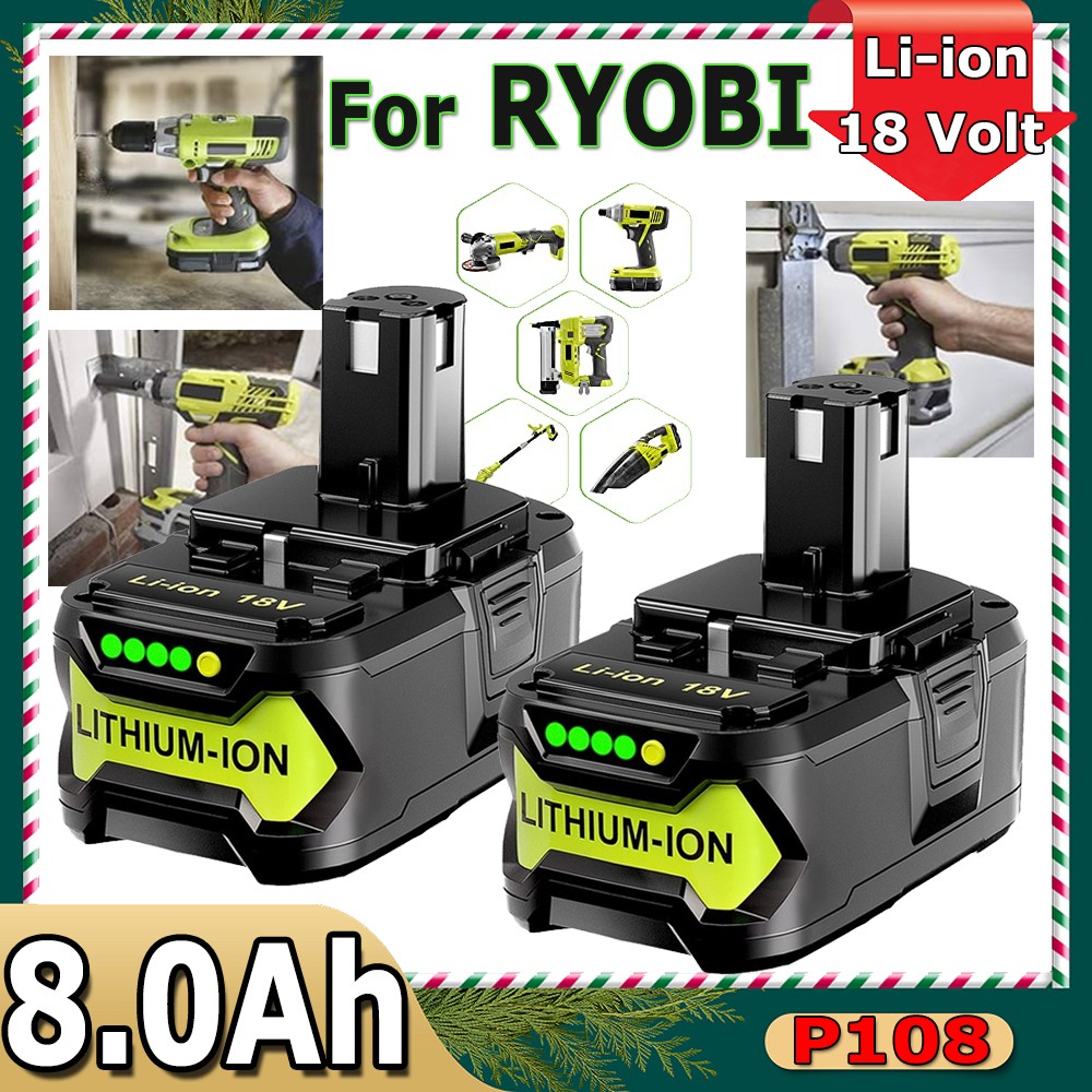 2PCS 8.0Ah For RYOBI P108 18VOLT One Plus Battery High Capacity Lithium-Ion P107