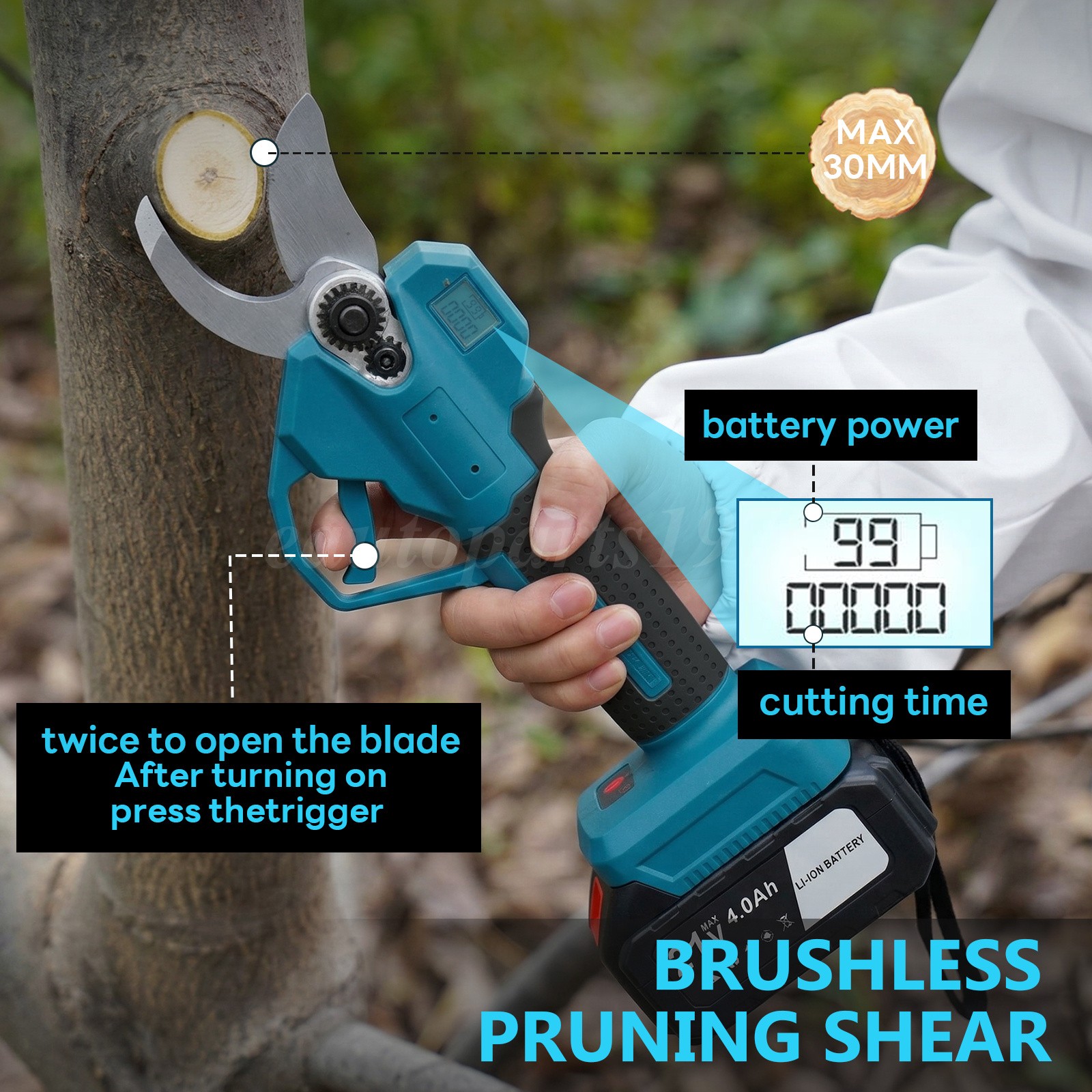 4-in-1 Cordless Pole Saw Electric Pruning Shears 16Ft Reach 8 Inch Mini Chainsaw