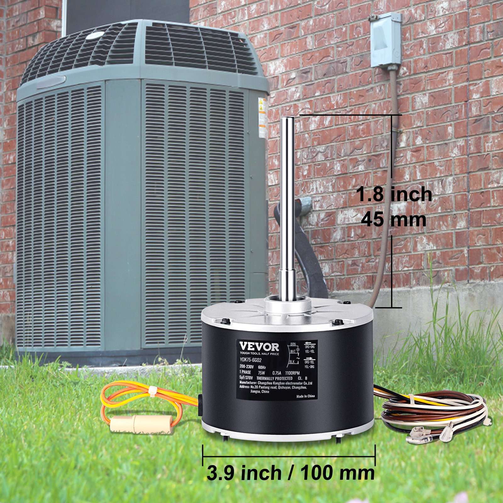 Condenser Fan Motor 5KCP39BGS069S, 5KCP39BGY915S, 1/10 HP, 208-230V, 1100RPM – P