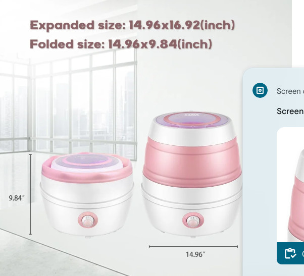 Foldable Mini Washing Machine, (5.7 lb/2.6kg Capacity) Portable Compact “KAPAS”