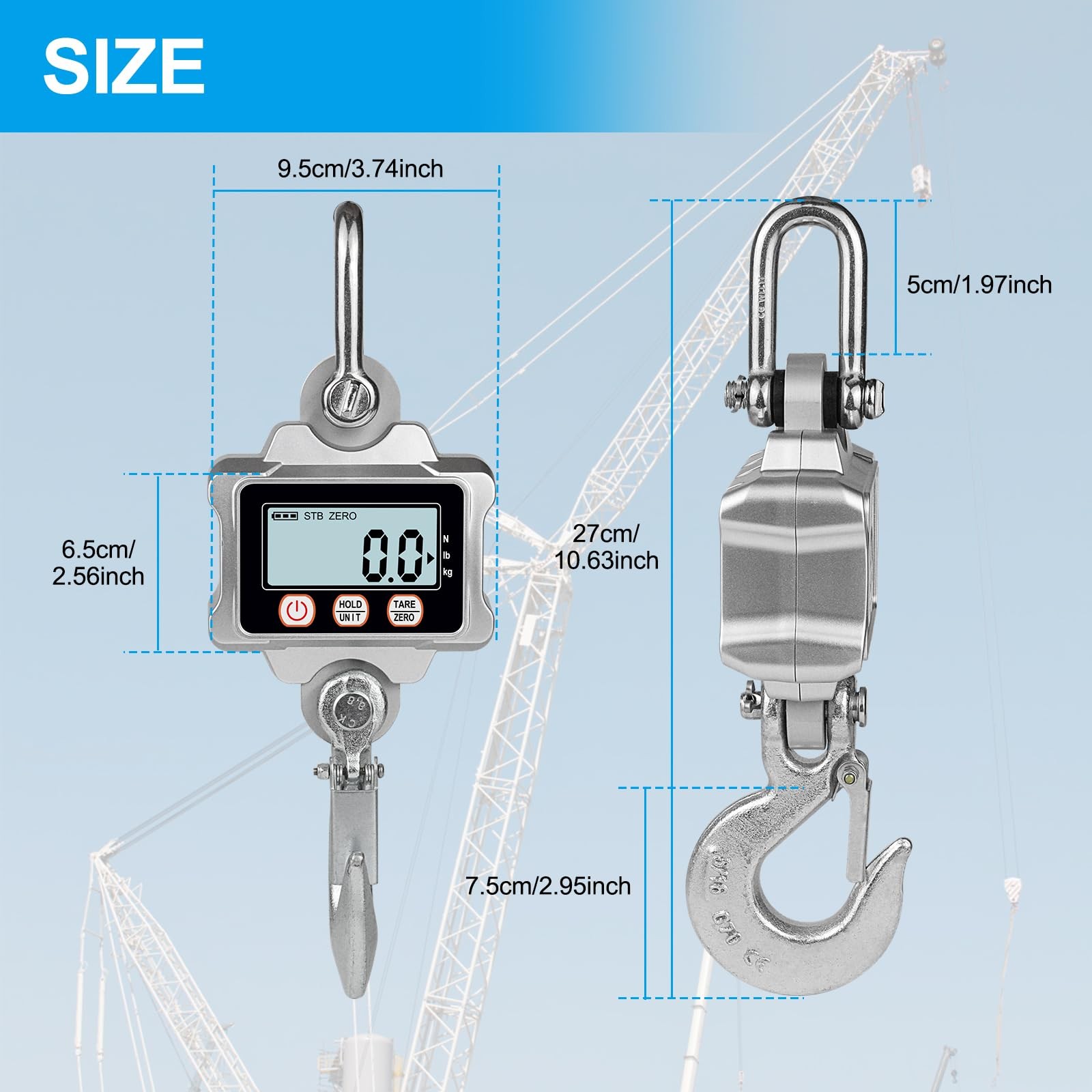 Hyindoor Digital Crane Scale 1000kg/2200lb Digtal S1-1000kg/2200lb, Silver
