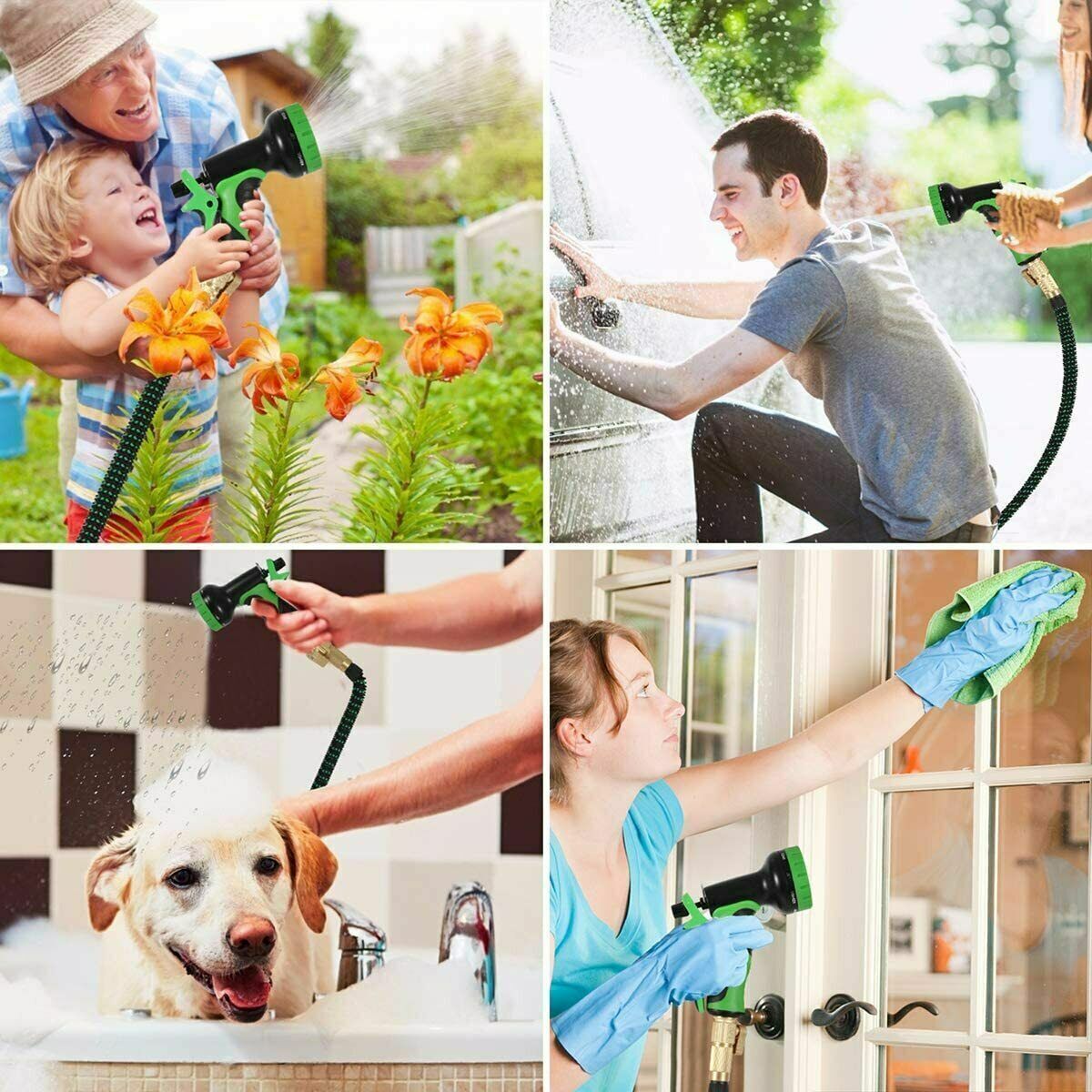 Heavy Duty Expandable Garden Hose Pipe Spray Gun Flexible Expanding Stretch