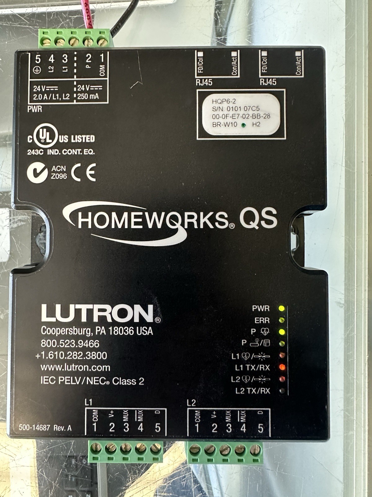Lutron HQP6-2 Homeworks P6 2 Link Processor Tested Working-30 Day Money Back
