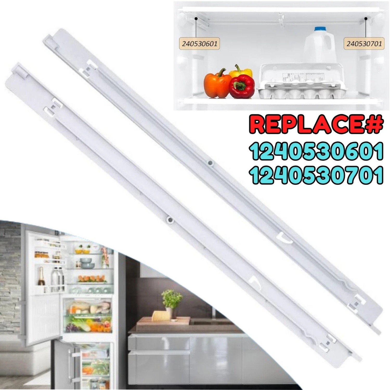 For Refrigerator Frigidaire 240530601 240530701 Left+Right Pan Hanger Slide Rail