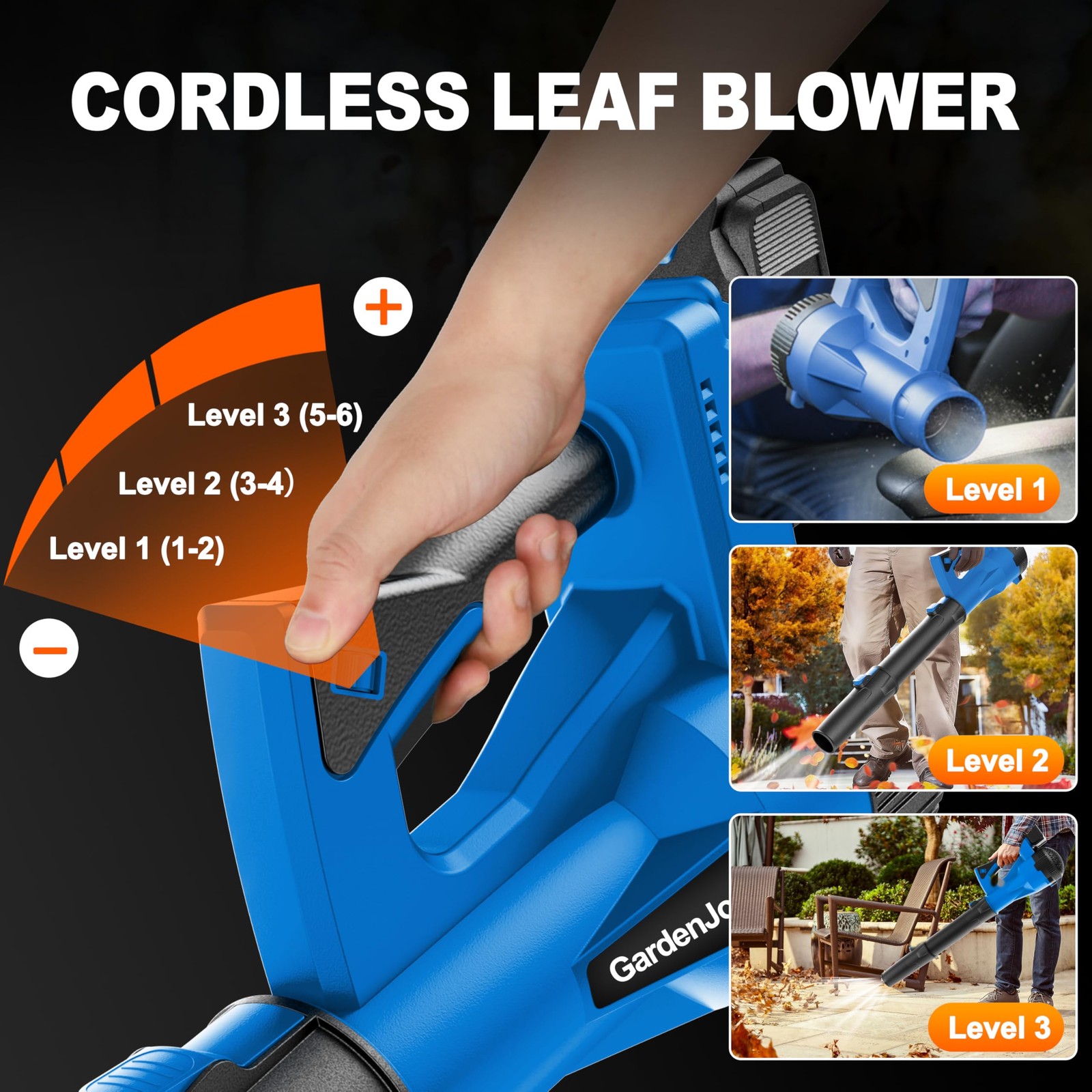 Cordless Leaf Blower 21V 500CFM 150MPH, 2 Batteries, 6 Speed Modes, Lightweight
