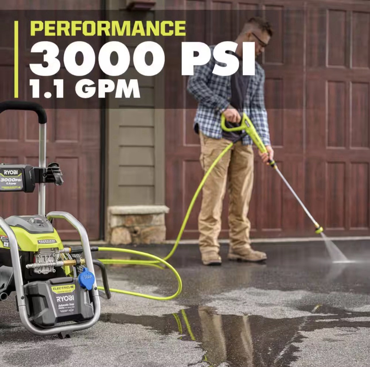 RYOBI RY143011 Brushless 3000 PSI Corded Pressure Washer w/ Surface Cleaner