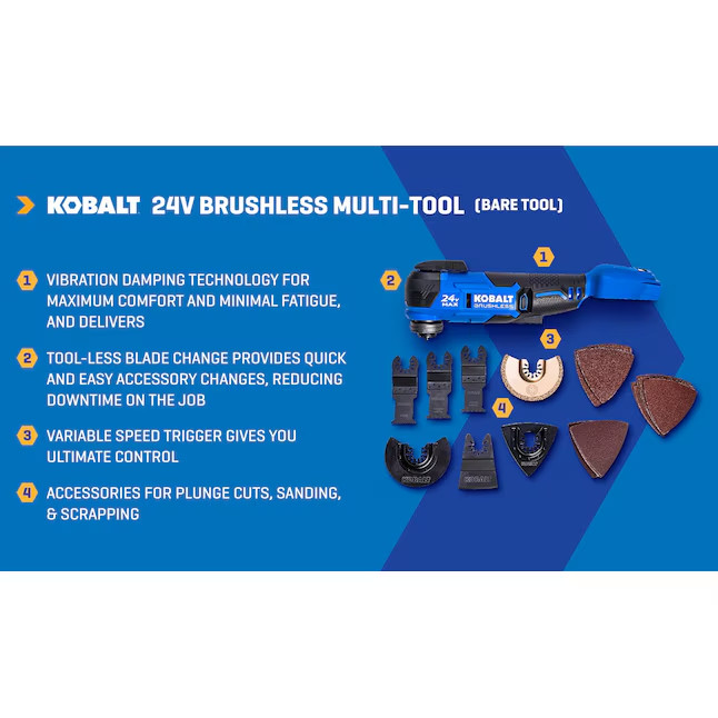 SALE- Kobalt 24-volt Cordless Brushless Variable speed 17 -Piece Oscillating