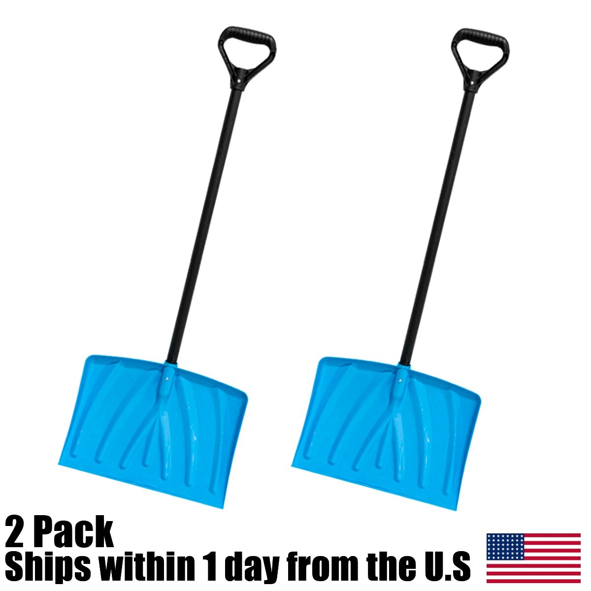 2PK 18″ Suncast Steel Core Poly Blue Snow Shovel Pusher 277814 SN1000