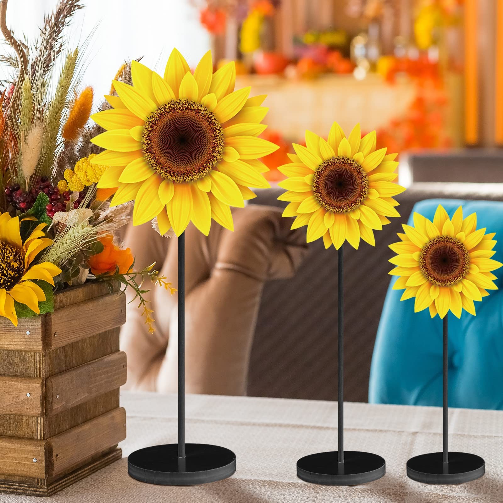 3 Pcs Summer Table Decor Sunflower Wood Table Sign Summer Freestanding Tablet…