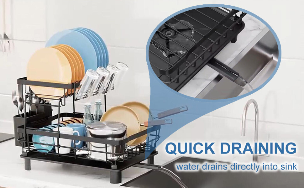 2 Tier Over Sink Dish Drying Rack Stainless Steel Kitchen Dish Drainer organizer