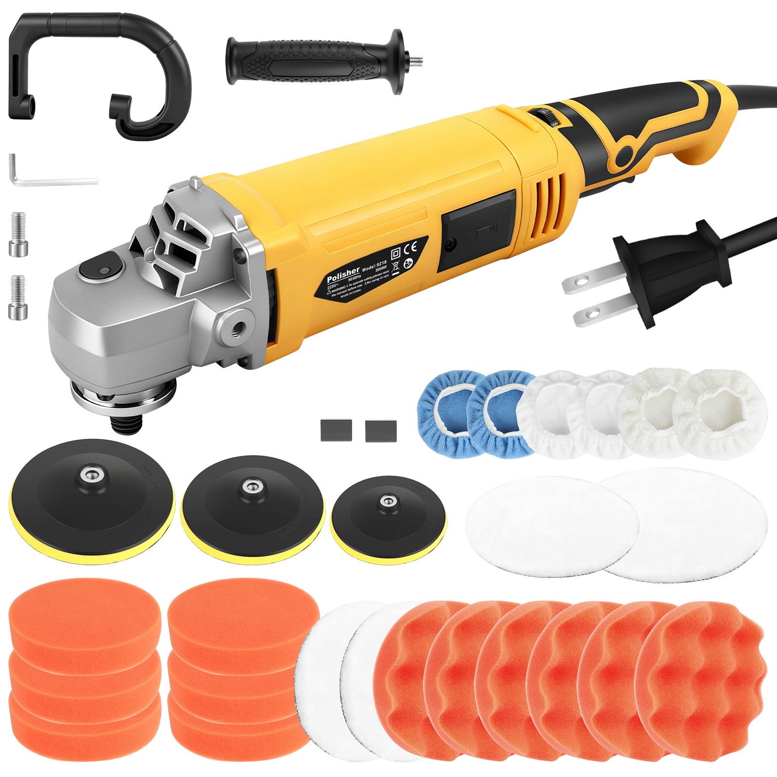 Car Buffer Polisher Waxer 7-Speed Rotary 5″6″+7″ Backing Plate Polishing Machine