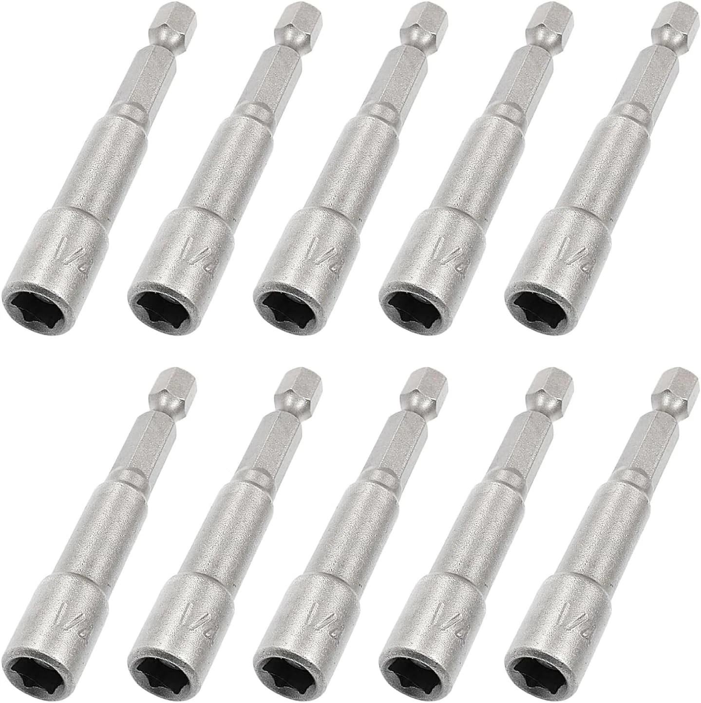 10Pcs 1/4” Hex Shank Magnetic Power Nut Driver Bit Sets, 1/4 Inch Quick Change