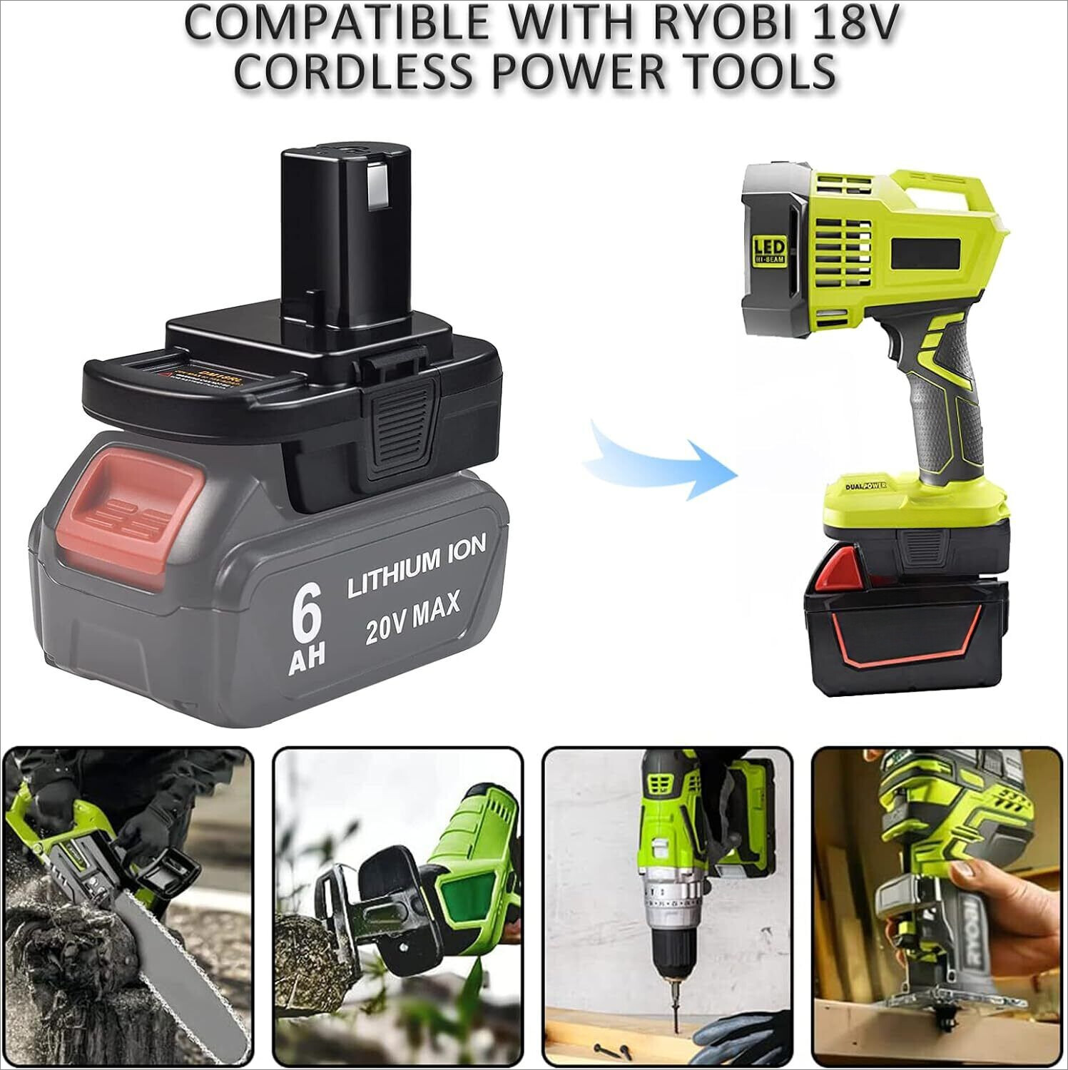 For DEWALT For Milwaukee 20V/18V Battery Adapter Convert to For RYOBI 18V Drill