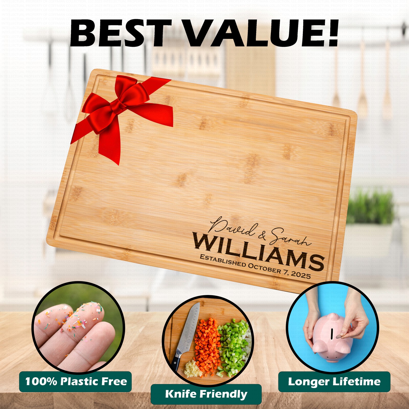 Custom Engrave Personalized Cutting Board | Wedding Engagement Housewarming Gift