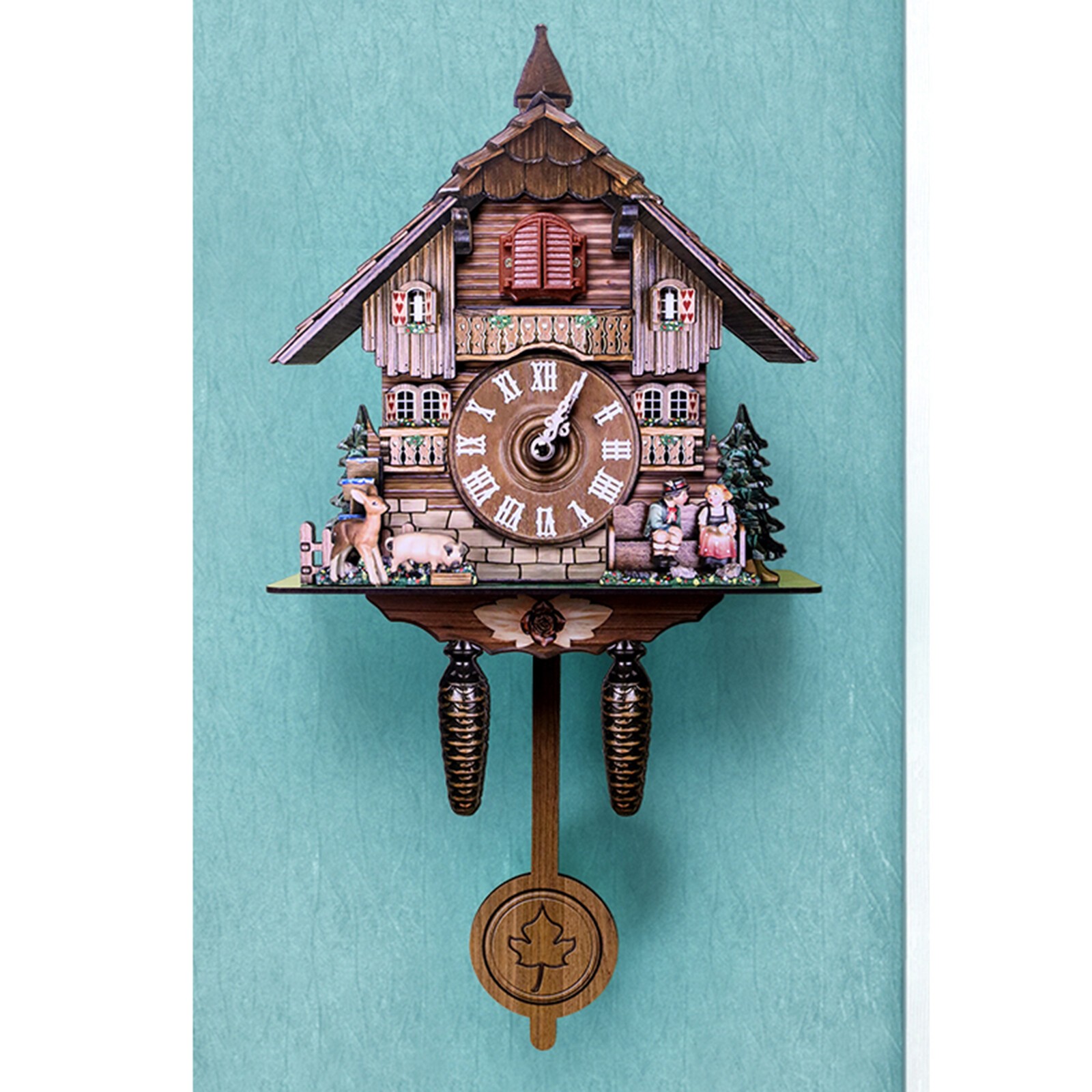 Vintage Cuckoo Wall Clock – Elegant Black Forest Design with Singing Feature