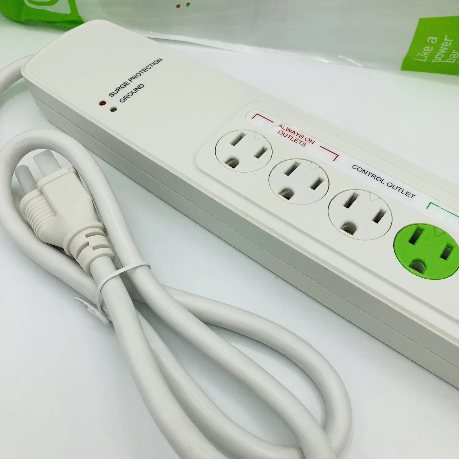 Advanced Power Saver Strip 7 Outlets Sensing Extension Cord Bar Surge Greenlite