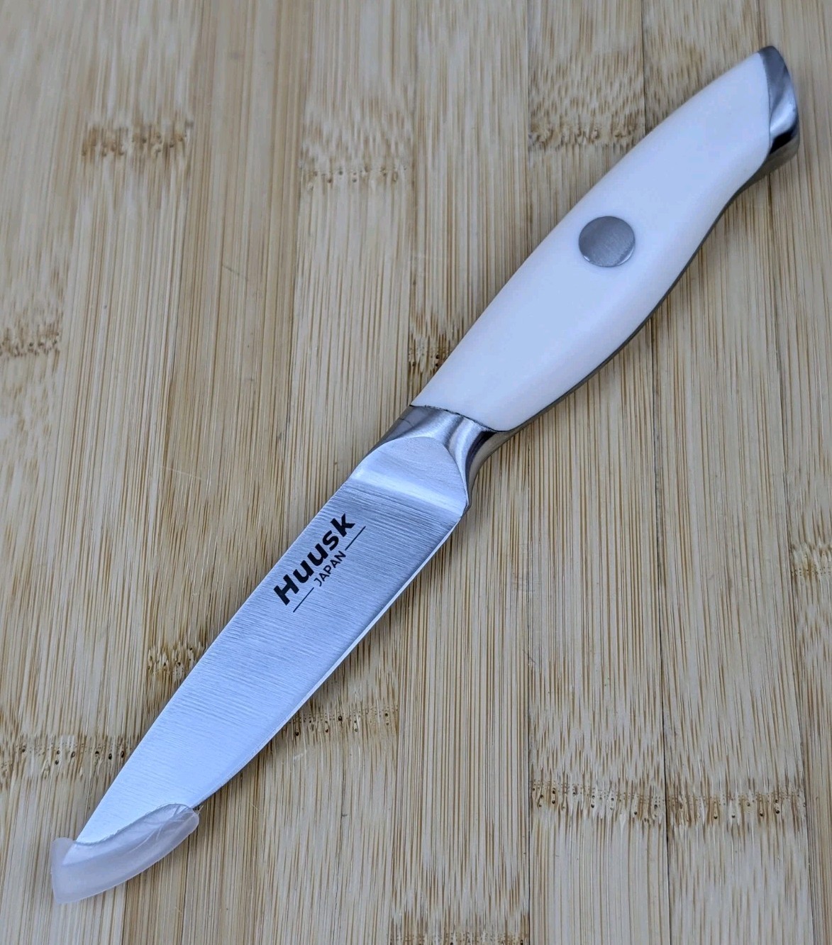 HUUSK Japan 3.5-in PARING Knife w/ HIGH-CARBON Steel Blade w/ WHITE Handle, NEW