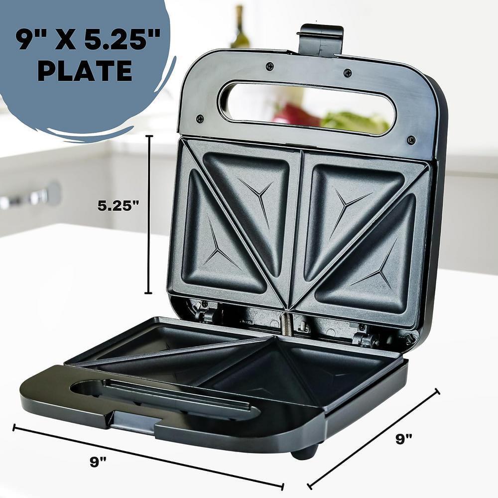 Electric Sandwich Maker, Non-Stick Plates, Indicator Lights, New-Black GPS401B