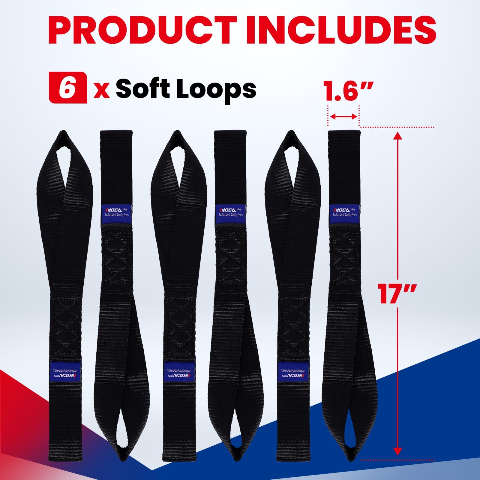 MOCA 6-Pack Soft Loop Tie Down Straps 12000 Lbs Breaking Strength 1.6 x 17 in…