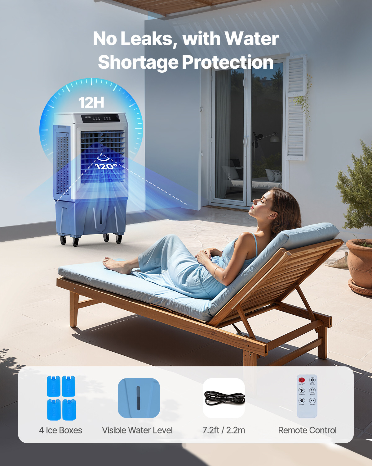 VEVOR Evaporative Air Cooler 3100 CFM with 9 Gallon Water Tank Portable Swamp