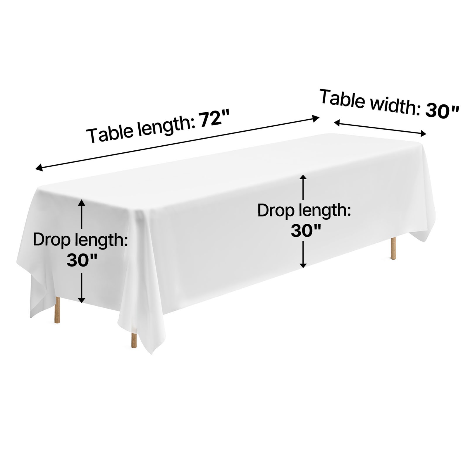 Uimoso 90×132 Inch White Rectangular Tablecloth for Weddings, Parties, 6 Pack