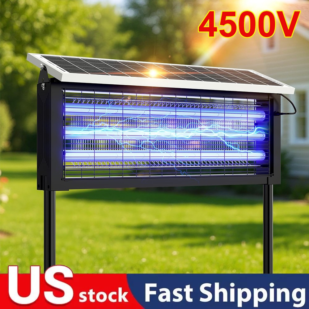 Solar Bug Zapper Outdoor Mosquito Zapper 4500V Waterproof Electric Fly Zapper US