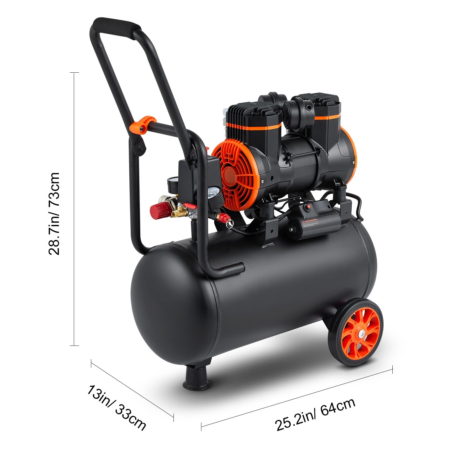 Air Compressor 6.3 Gallon 1450W 3.35 CFM@ 90PSI 70 dB Ultra Quiet Oil Free